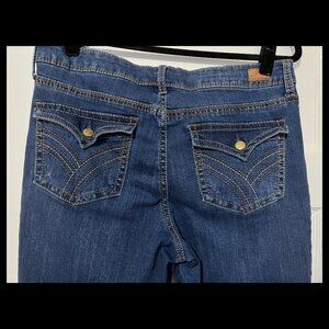 Seven7 Womens Indigo Embroidered Flap Pocket High Rise Bootcut Jeans Sz 14 EUC